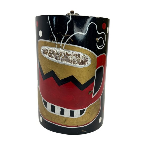 Vintage Timmy Woods Beverly Hills Wood Crossbody Purse, Coffee Cup, Handmade - Picture 11 of 15